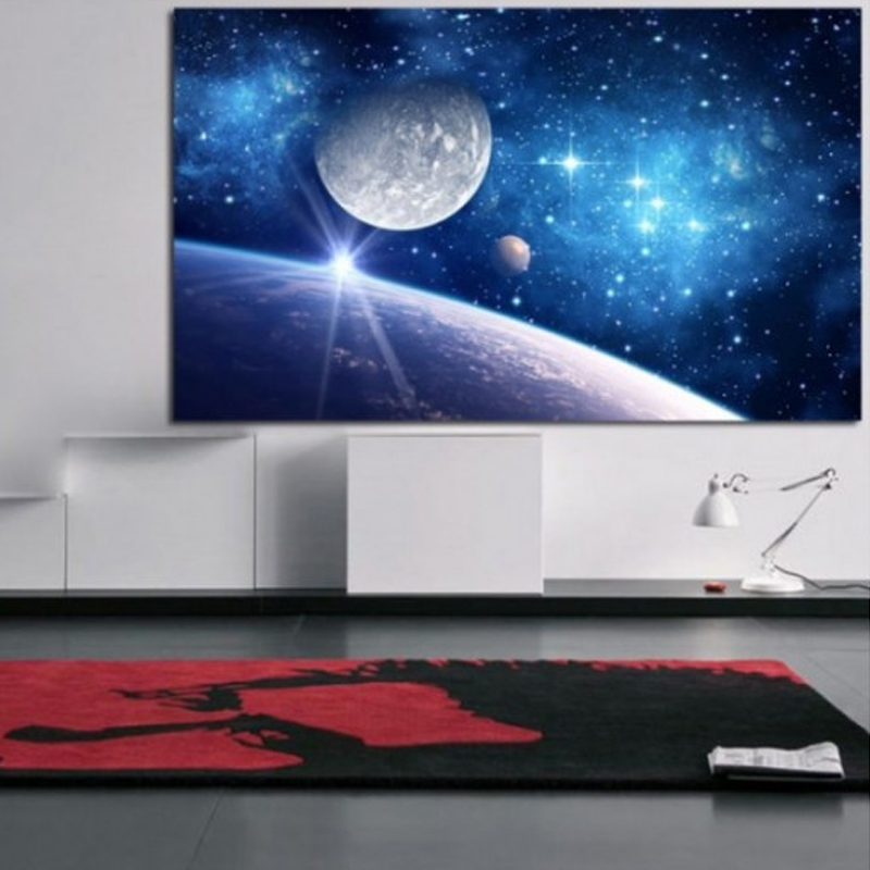 Πίνακας σε καμβά με διάστημα με Γη και σελήνη